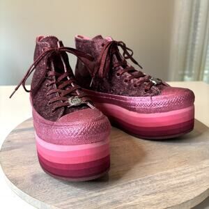 Miley Cyrus Converse All Star Velvet Glitter Pink Platform Sneakers Women’s 7